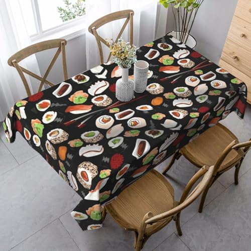 JBYJBX Rechteckige Tischdecke mit japanischem Sushi-Druck, für Esszimmer, Party, Innen- und Außenbereich, dekorative Tischdecke JBYJBX Rechteckige Tischdecke mit japanischem Sushi-Druck, für Esszimmer, Party, Innen- und Außenbereich, dekorative Tischdecke von JBYJBX