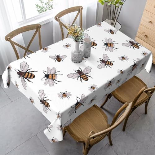 JBYJBX Rechteckige Tischdecke mit lustigem Bienen-Druck, für Esszimmer, Party, Innen- und Außenbereich, dekorative Tischdecke von JBYJBX