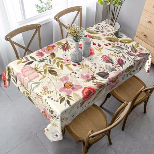 JBYJBX Rechteckige Tischdecke mit modernem Blumendruck, für Esszimmer, Party, Innen- und Außenbereich, dekorative Tischdecke von JBYJBX