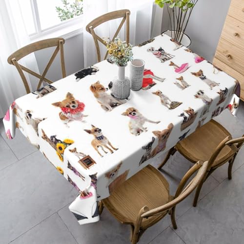 JBYJBX Rechteckige Tischdecke mit niedlichem Chihuahua-Mopsmuster, für Esszimmer, Party, Innen- und Außenbereich, dekorative Tischdecke JBYJBX Rechteckige Tischdecke mit niedlichem Chihuahua-Mopsmuster, für Esszimmer, Party, Innen- und Außenbereich, dekorative Tischdecke von JBYJBX