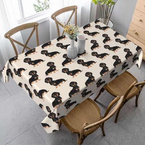 JBYJBX Rechteckige Tischdecke mit niedlichem Hundeaufdruck, für Esszimmer, Party, Innen- und Außenbereich, dekorative Tischdecke von JBYJBX