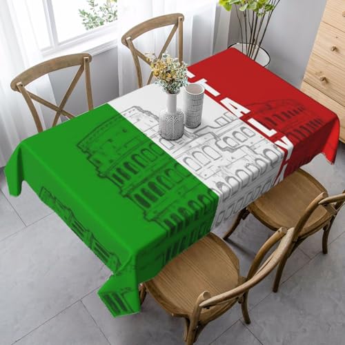 JBYJBX Rechteckige Tischdecke mit römischem Kolosseum, italienische Flagge, für Esszimmer, Party, Innen- und Außenbereich, dekorative Tischdecke von JBYJBX