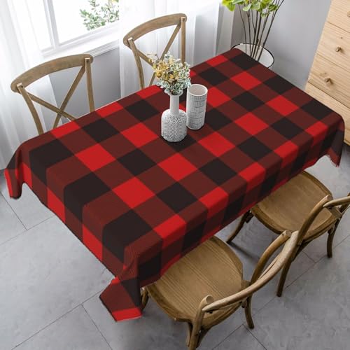 JBYJBX Rechteckige Tischdecke mit rotem und schwarzem Druck, für Esszimmer, Party, Innen- und Außenbereich, dekorative Tischdecke JBYJBX Rechteckige Tischdecke mit rotem und schwarzem Druck, für Esszimmer, Party, Innen- und Außenbereich, dekorative Tischdecke von JBYJBX