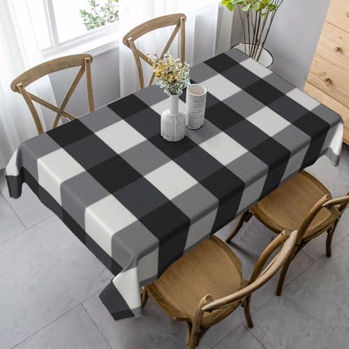 JBYJBX Rechteckige Tischdecke mit schwarz-weißem Karomuster, für Esszimmer, Party, Innen- und Außenbereich, dekorative Tischdecke JBYJBX Rechteckige Tischdecke mit schwarz-weißem Karomuster, für Esszimmer, Party, Innen- und Außenbereich, dekorative Tischdecke von JBYJBX