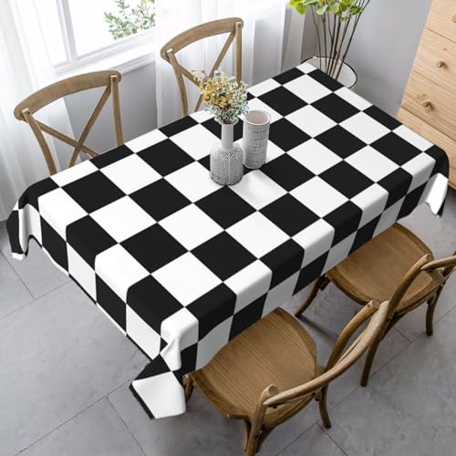 JBYJBX Rechteckige Tischdecke mit schwarz-weißem Karomuster, für Esszimmer, Party, Innen- und Außenbereich, dekorative Tischdecke von JBYJBX
