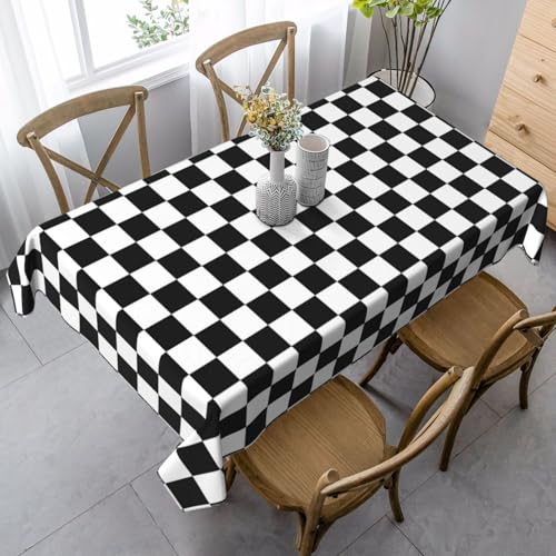 JBYJBX Rechteckige Tischdecke mit schwarz-weißem Karomuster, für Esszimmer, Party, Innen- und Außenbereich, dekorative Tischdecke von JBYJBX