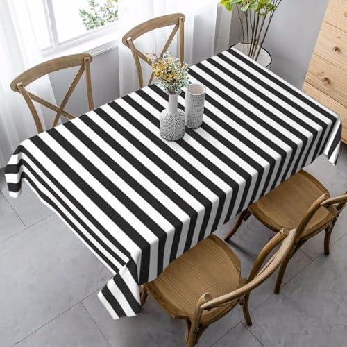 JBYJBX Rechteckige Tischdecke mit schwarz-weißem Streifendruck, für Esszimmer, Party, Innen- und Außenbereich, dekorative Tischdecke JBYJBX Rechteckige Tischdecke mit schwarz-weißem Streifendruck, für Esszimmer, Party, Innen- und Außenbereich, dekorative Tischdecke von JBYJBX