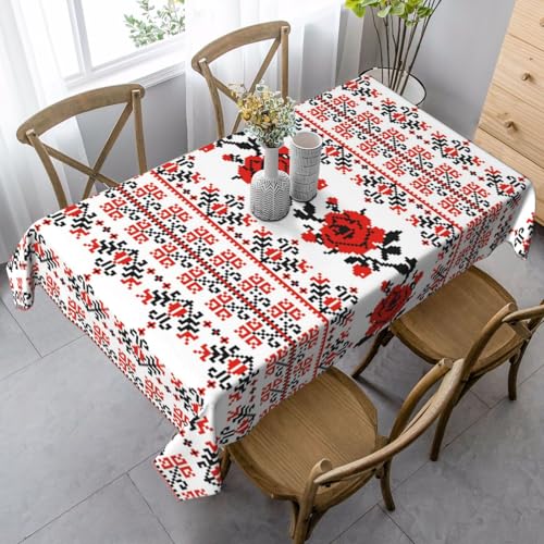 JBYJBX Rechteckige Tischdecke mit ukrainischem Stickerei-Stil, Rosenmuster, für Esszimmer, Party, Innen- und Außenbereich, dekorative Tischdecke JBYJBX Rechteckige Tischdecke mit ukrainischem Stickerei-Stil, Rosenmuster, für Esszimmer, Party, Innen- und Außenbereich, dekorative Tischdecke von JBYJBX