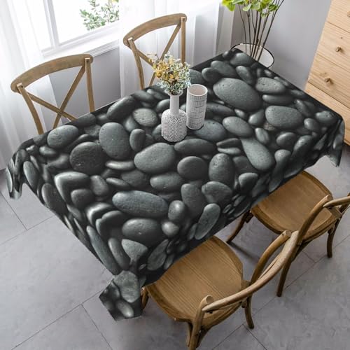 JBYJBX Rechteckige Tischdecke mit vielen schwarzen Kieselsteinen, für Esszimmer, Party, Innen- und Außenbereich, dekorative Tischdecke von JBYJBX