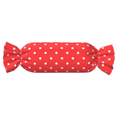 JBYJBX Rot und Weiß Polka Dots Print Candy Zylindrisch Praktisches Kissen Vielseitig Komfort Schlafzimmer Wohnzimmer Reisen von JBYJBX