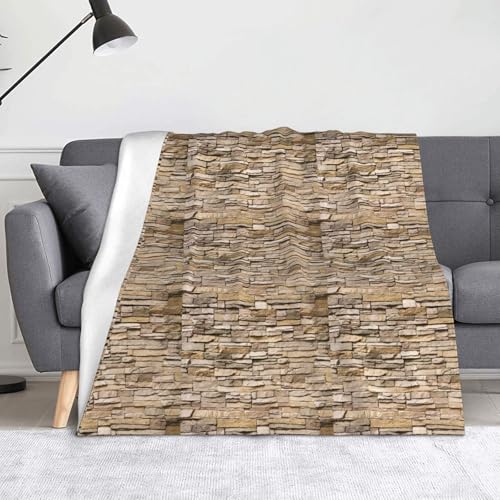 JBYJBX Rustikale Flanell-Überwurfdecke mit Stein-Motiv, Anti-Pilling, leicht, für Reisen, Zuhause, Dekoration, Geschenke von JBYJBX