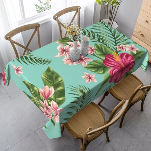 JBYJBX Tischdecke, Motiv: Hawaiianische tropische Blätter, Blumen, rechteckig, für Esszimmer, Party, Innen- und Außenbereich, dekorative Tischdecke von JBYJBX