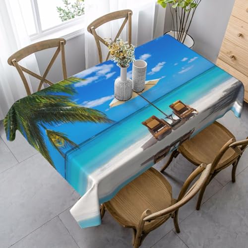 JBYJBX Tischdecke, rechteckig, Motiv: weißer Strand, tropisches Meer, für Esszimmer, Party, Innen- und Außenbereich, dekorative Tischdecke JBYJBX Tischdecke, rechteckig, Motiv: weißer Strand, tropisches Meer, für Esszimmer, Party, Innen- und Außenbereich, dekorative Tischdecke von JBYJBX