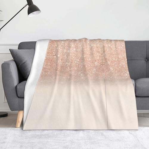 JBYJBX Überwurfdecke aus Flanell, mit Kunst-Glitzer-Druck, Anti-Pilling, leicht, für Reisen, Zuhause, Dekoration, Geschenk, Rotgold von JBYJBX