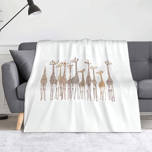JBYJBX Überwurfdecke mit niedlichem Cartoon-Giraffen-Druck, Anti-Pilling-Flanell, leicht, für Reisen, Zuhause, Dekoration, Geschenke von JBYJBX
