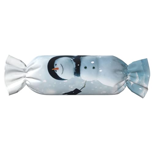 JBYJBX Weihnachten Happy Snowman Print Candy zylindrisches praktisches Kissen vielseitig Komfort Schlafzimmer Wohnzimmer Reisen von JBYJBX