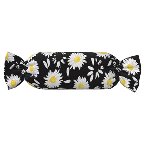 JBYJBX Weißes Gänseblümchen-Druck, Süßigkeiten, zylindrisch, praktisches Kissen, vielseitig, bequem, Schlafzimmer, Wohnzimmer, Reisen von JBYJBX