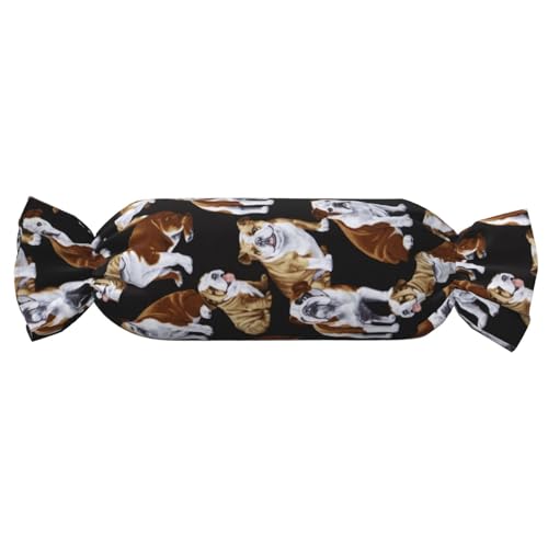JBYJBX Zylindrisches praktisches Kissen, Motiv: Englische Bulldoggen, vielseitig, bequem, Schlafzimmer, Wohnzimmer, Reisen von JBYJBX