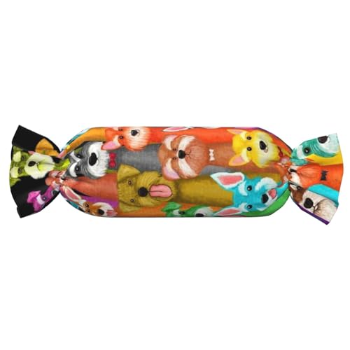 JBYJBX Zylindrisches praktisches Kissen mit Hunde-Aufdruck, vielseitig, bequem, Schlafzimmer, Wohnzimmer, Reisen von JBYJBX