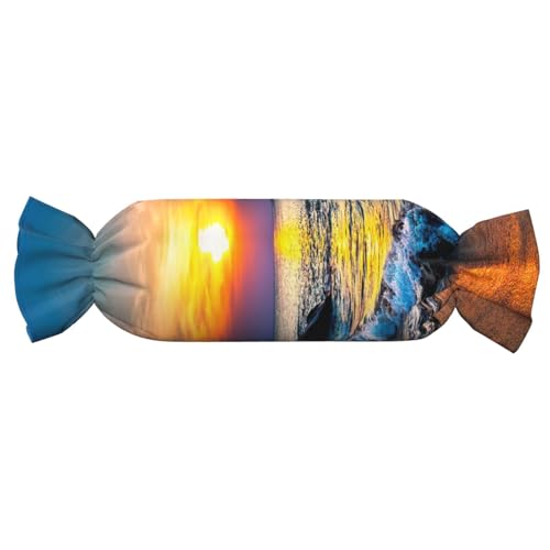 JBYJBX Zylindrisches praktisches Kissen mit Strand- und Sonnenuntergangsdruck, vielseitig, bequem, Schlafzimmer, Wohnzimmer, Reisen von JBYJBX
