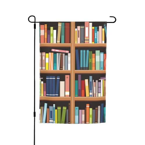 Jbyjbx Bibliotheks-Bücherregal-Druck, schöne Gartenflagge, Outdoor-Flagge, Hofdekoration, Veranden, Gärten, lichtbeständig von JBYJBX