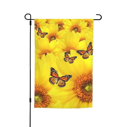 Jbyjbx Gelbe Blumen und Schmetterlinge, schöne Gartenflagge, Outdoor-Flagge, Hofdekoration, Veranden, Gärten, farbecht von JBYJBX