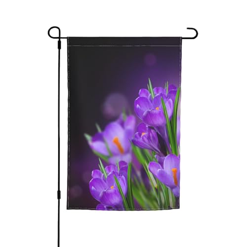 Jbyjbx Grüne Blätter und violette Blumen, schöne Gartenflagge, Outdoor-Flagge, Hofdekoration, Veranden, Gärten, farbecht von JBYJBX