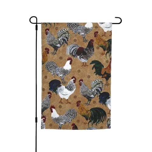 Jbyjbx Hahn und Huhn-Druck, schöne Gartenflagge, Outdoor-Flagge, Hof-Dekoration, Veranden, Gärten, farbecht von JBYJBX