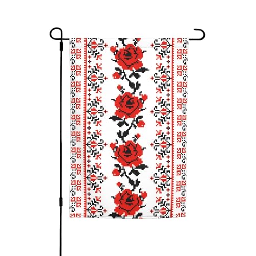 Jbyjbx Ukrainische Stickerei, Rosen-Druck, schöne Gartenflagge, Outdoor-Flagge, Hof-Dekoration, Veranden, Gärten, lichtbeständig von JBYJBX