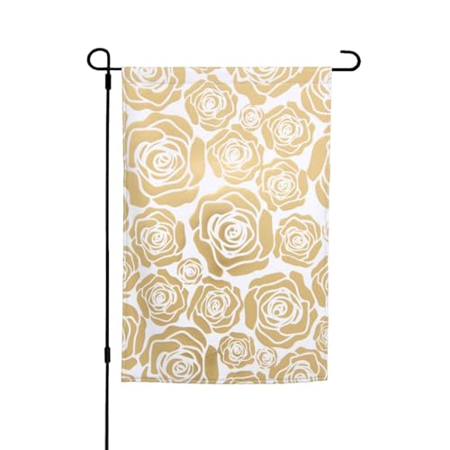 Jbyjbx Viele goldene Blumen drucken wunderschön Gartenflagge Outdoor Flagge Hofdekoration Veranden Gärten lichtbeständig von JBYJBX
