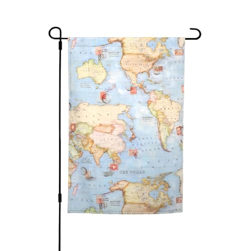 Jbyjbx Weltkarten-Druck, wunderschöne Gartenflagge, Outdoor-Flagge, Hof-Dekoration, Veranden, Gärten, farbecht von JBYJBX