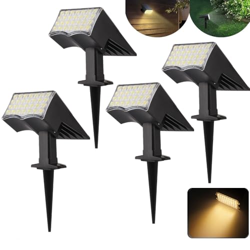 JBdusn Solarlampen für Außen,【4 Stück】 Warmweiß Solarleuchten IP65 Wasserdicht, 28LEDs Solar Gartenleuchten Aussenleuchte, Solarlampen für Draußen, Wandleuchte für Garten Weg Hof Garage von JBdusn