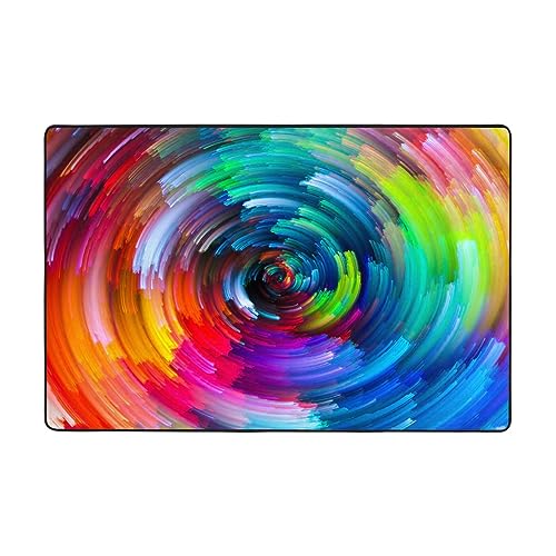 JCAKES Bunte Regenbogen Spirale Flanell Rutschfeste Bodenmatte Teppich Boden Matratze Bodenmatten Tassen Wohnzimmer Teppich Balkon Matte von JCAKES