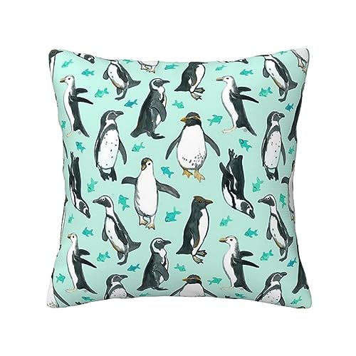 JCAKES Dekokissen für Sofa, Bett, weich, dekorativ, quadratisch, 30 cm, 40 cm, 45 cm, 50 cm – niedliche Pinguine von JCAKES