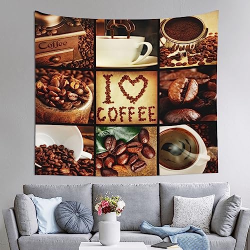 JCAKES Kaffee Collage Wanddekoration Tapisserie (horizontaler Stil) Polstertapisserie Tapisserie Wandteppich Schlafzimmer Picknickdecke Urlaub Wandteppich von JCAKES