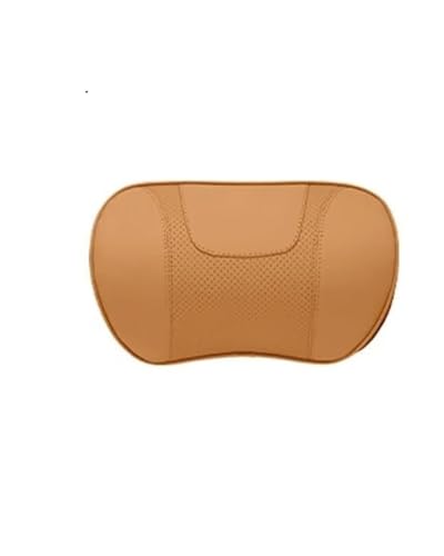 JCAKES Lendenkissen Auto Universal Auto Kopfstütze Lordosenstütze Kissen Für G30 G20 F30 F10 X1X2 X3X4X5X6X7 PU Memory Foam Auto Kopf Hals Taille Kissen Auto Lendenwirbelstützkissen(Headrest Cognac) von JCAKES