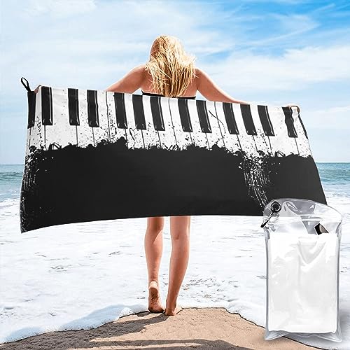 JCAKES Mikrofaser-Strandtuch für Erwachsene, Klavier, große Badetücher, schnell trocknend, Reisehandtücher, Schwimmen, Badezimmer, 80 × 160 cm von JCAKES