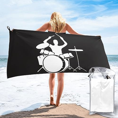 JCAKES Mikrofaser-Strandtuch für Erwachsene, Schlagzeuger, große Badetücher, schnell trocknend, Reisehandtücher, Schwimmen, Badezimmer, 80 × 160 cm von JCAKES