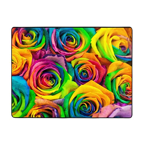 JCAKES Moderne bunte Rosen-Teppiche – weicher und rutschfester Teppich für Wohnzimmer, Schlafzimmer, Yoga und Heimdekoration – 160 x 121 cm von JCAKES