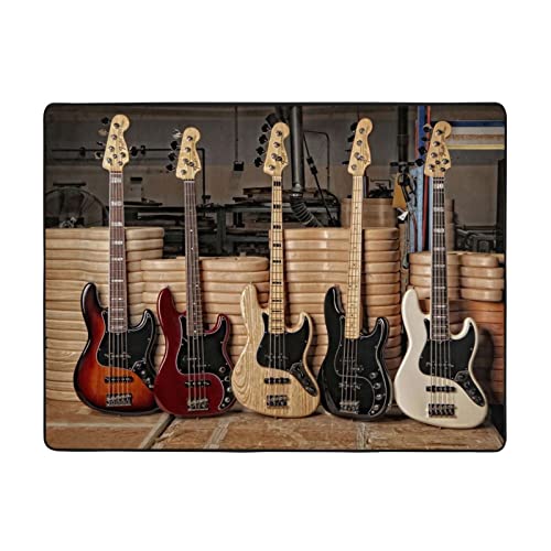 JCAKES Moderner Teppich für Gitarre, Bass, Musikinstrumente, weich, rutschfest, für Wohnzimmer, Schlafzimmer, Yoga und Heimdekoration, 160 x 121 cm von JCAKES