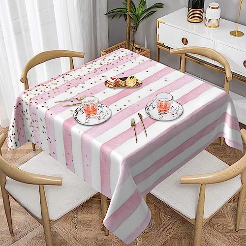 JCAKES Rosa Streifen Tischdecke Quadratische Dekorative Tischdecke Teetischdecke Abwischbare Tischdecken Outdoor Tischdecke Wasserdicht Tischdecke Tischdecken Für Partys von JCAKES
