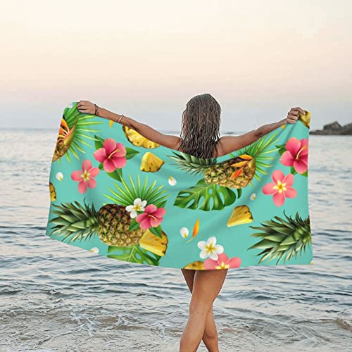 JCAKES Strandtuch Tropische Ananas Mikrofaser Badetücher Schnell Trocknende Handtücher Decke Super Saugfähig Weich 160x80 Für Schwimmen, Sport, Reisen von JCAKES