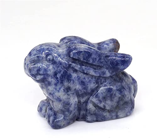 Natural Quartz 1.5 Inch Rabbit Statue Natural Gemstone Room Decoration Healing Crystal Animals Figures Reiki Carved Stones Wholesale (Size : Blue Spot Jade) von JCAKES
