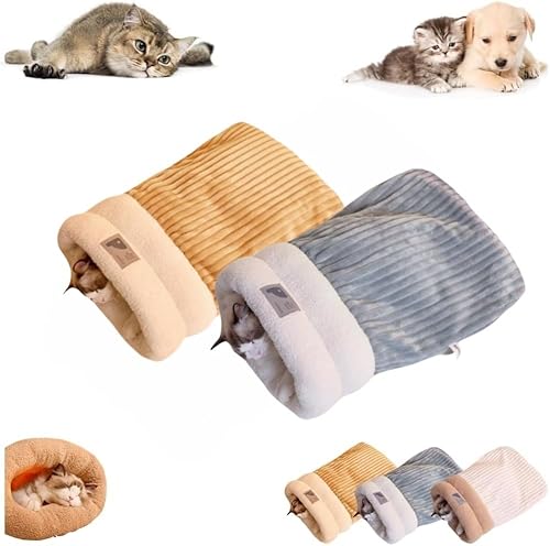 Katzenschlafsack für Indoor-Katzen, gemütlicher Winter-Katzenschlafsack, weicher Plüsch, selbstwärmend, Haustierbett, Höhle, Kätzchen, Tunnel, Haustierversteck für Kätzchen, beruhigendes Bett für Katzenschlafsack für Indoor-Katzen, gemütlicher Winter-Katzenschlafsack, weicher Plüsch, selbstwärmend, Haustierbett, Höhle, Kätzchen, Tunnel, Haustierversteck für Kätzchen, beruhigendes Bett für von JCATPD
