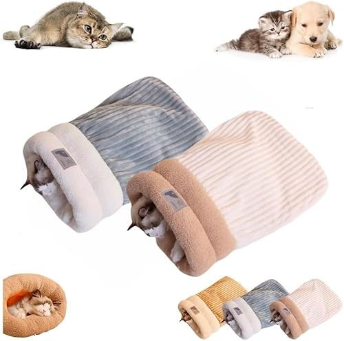 Katzenschlafsack für Indoor-Katzen, gemütlicher Winter-Katzenschlafsack, weicher Plüsch, selbstwärmend, Haustierbett, Höhle, Kätzchen, Tunnel, Haustierversteck für Kätzchen, beruhigendes Bett für Katzenschlafsack für Indoor-Katzen, gemütlicher Winter-Katzenschlafsack, weicher Plüsch, selbstwärmend, Haustierbett, Höhle, Kätzchen, Tunnel, Haustierversteck für Kätzchen, beruhigendes Bett für von JCATPD