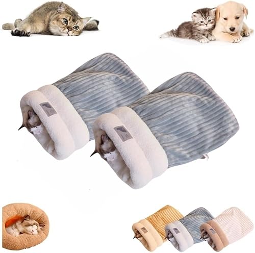 Katzenschlafsack für Indoor-Katzen, gemütlicher Winter-Katzenschlafsack, weicher Plüsch, selbstwärmend, Haustierbett, Höhle, Kätzchen, Tunnel, Haustierversteck für Kätzchen, beruhigendes Bett für von JCATPD
