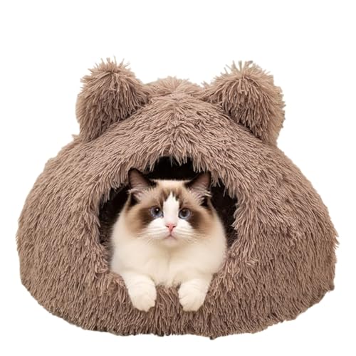 Rundes Katzenbett mit Kapuze für Hauskatzen, gemütliches Katzenhöhlenbett mit abnehmbarem, waschbarem, weichem Kissen und rutschfester Unterseite, warmes süßes Haustiernest für Kätzchen, kleine Hunde Rundes Katzenbett mit Kapuze für Hauskatzen, gemütliches Katzenhöhlenbett mit abnehmbarem, waschbarem, weichem Kissen und rutschfester Unterseite, warmes süßes Haustiernest für Kätzchen, kleine Hunde von JCATPD