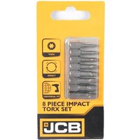 JCB Impact Bit Set TORX 1/4 8-teilig T10 bis T40 25 mm Schrauberbit Satz von JCB