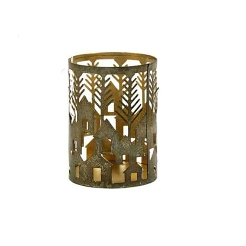 Dekorative Laterne Metall Gold durchbrochen 12 cm Windlicht Tischkerzenhalter Outdoor Ø 9 cm von JCF JOCAFLOR