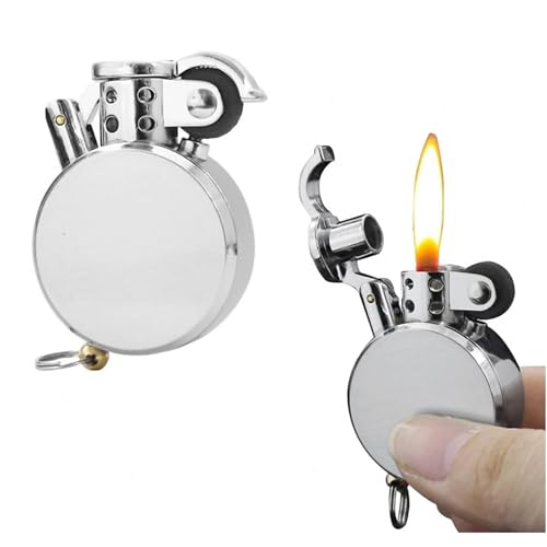 JCFHQGHR Retro-Feuerzeug aus Metall mit winddichtem Soft-Flame-Design, kompakt und tragbar, nachfüllbar, geeignet for Grill, Kerzen, Outdoor, Herrengeschenk(B) von JCFHQGHR